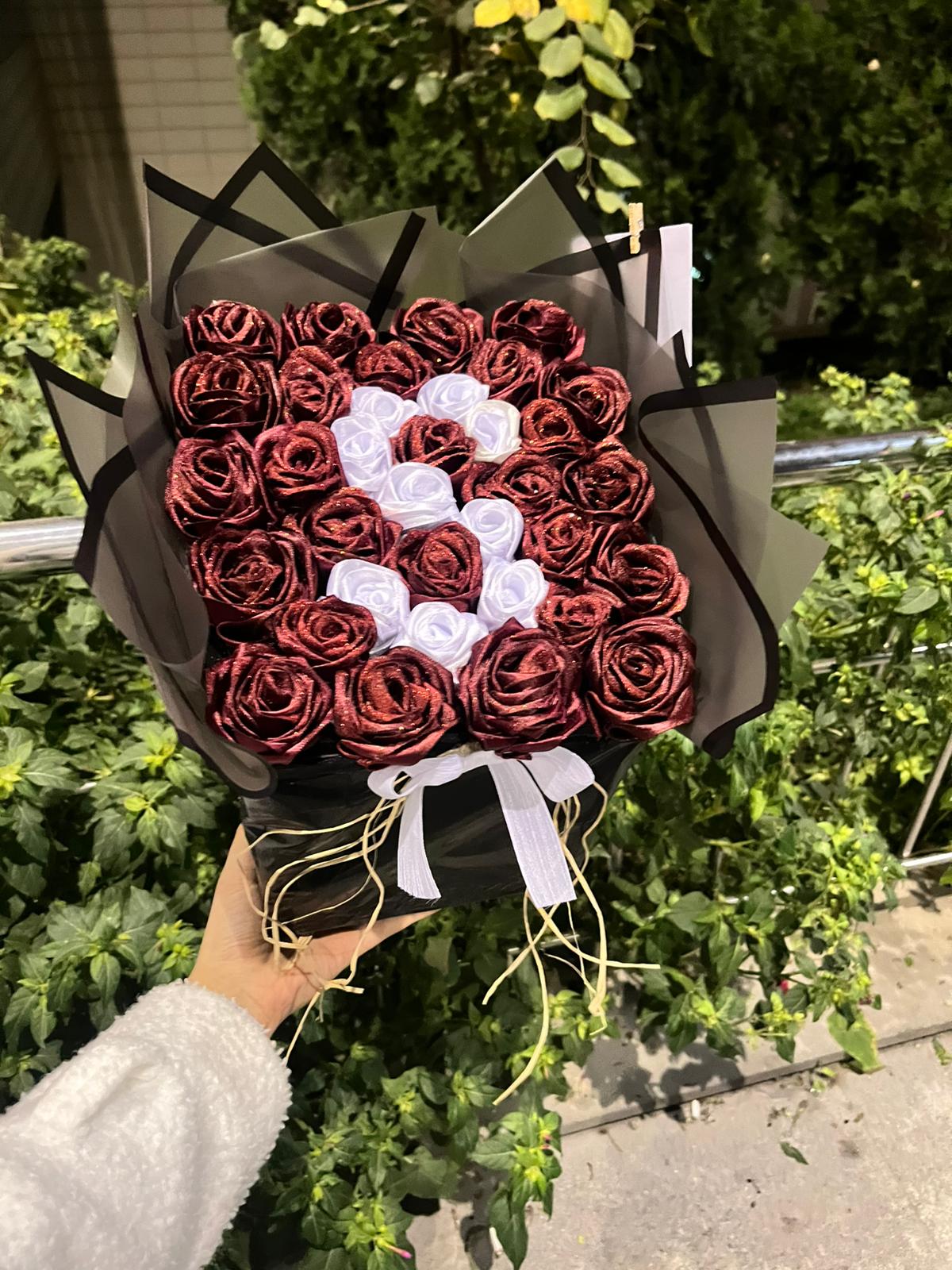 Kurdele Gül Kutulu Kişiselleştirilmiş Harfli